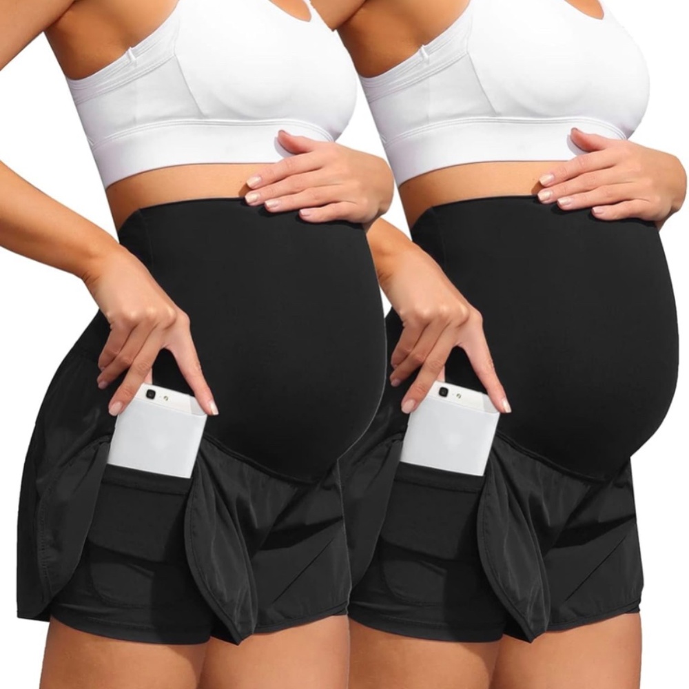 Maacie High Waist Layered Maternity Shorts. Size L. Maternity short has a relaxe